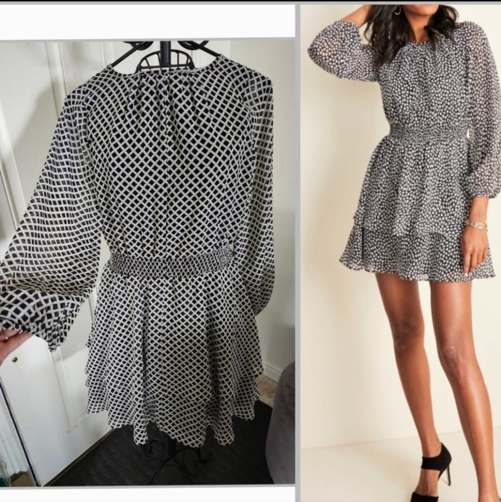 Ann Taylor black and white summer 2 teir dress size 6